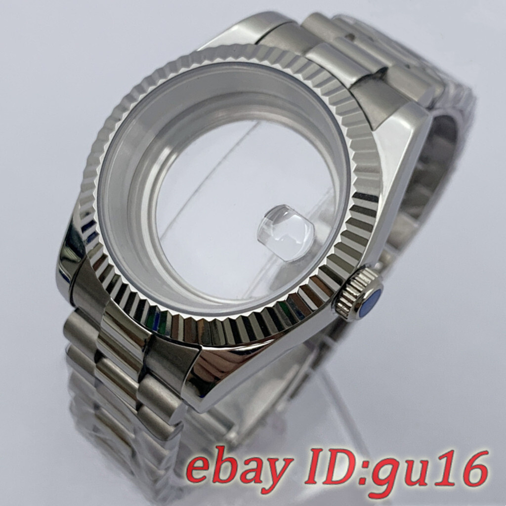 36mm/40mm NH35 NH36 Miyota 8215 ETA 2836 2824 Silver Watch Case President Strap