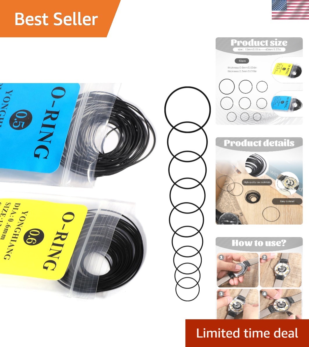Professional Waterproof Rubber O Ring Watch Gaskets – 53 Count Replacement Set