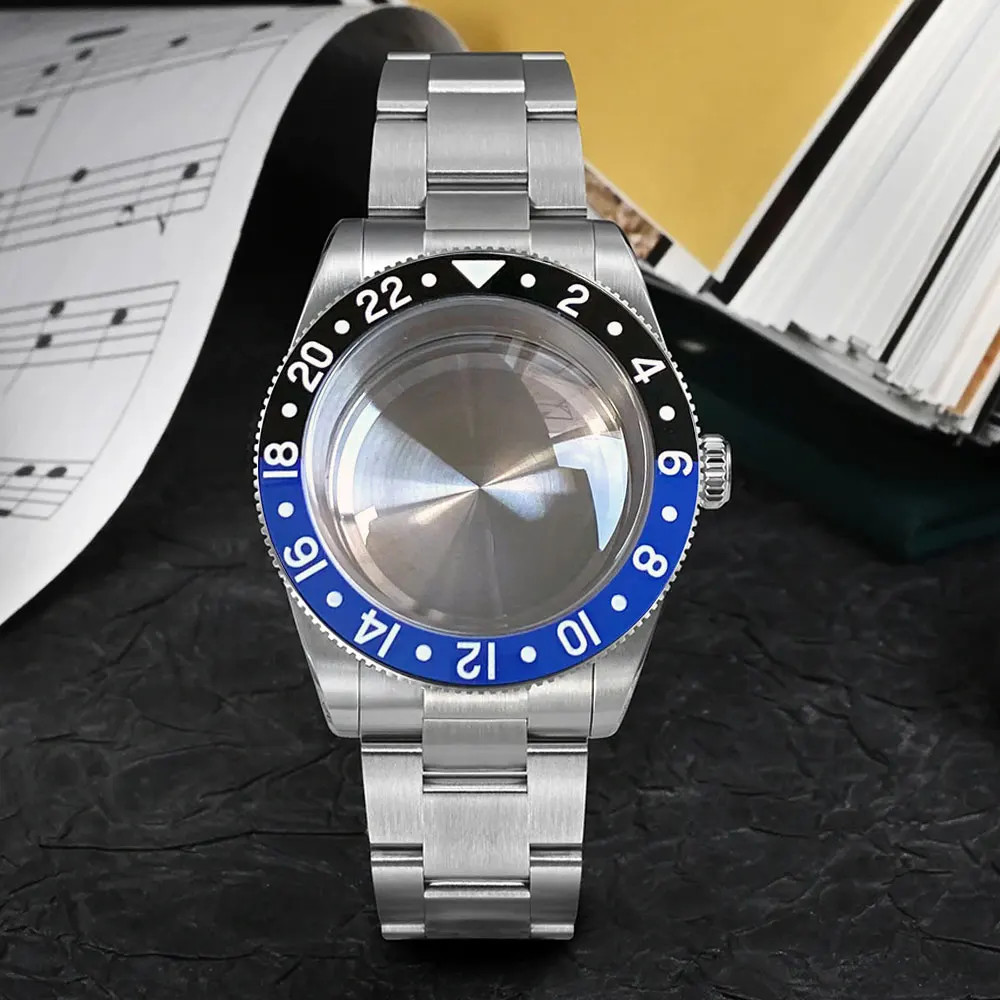 38Mm Stainless Steel Brushed 200M Diver Watch Case Black Dial Fit NH34 NH35 Dome