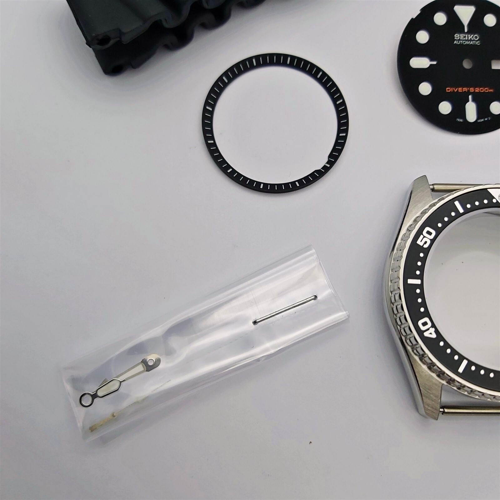 NEW AF SEIKO 7S26 0030 SKX013 BLACK KIT CASE BEZEL GLASS CROWN STRAP DIAL HANDS