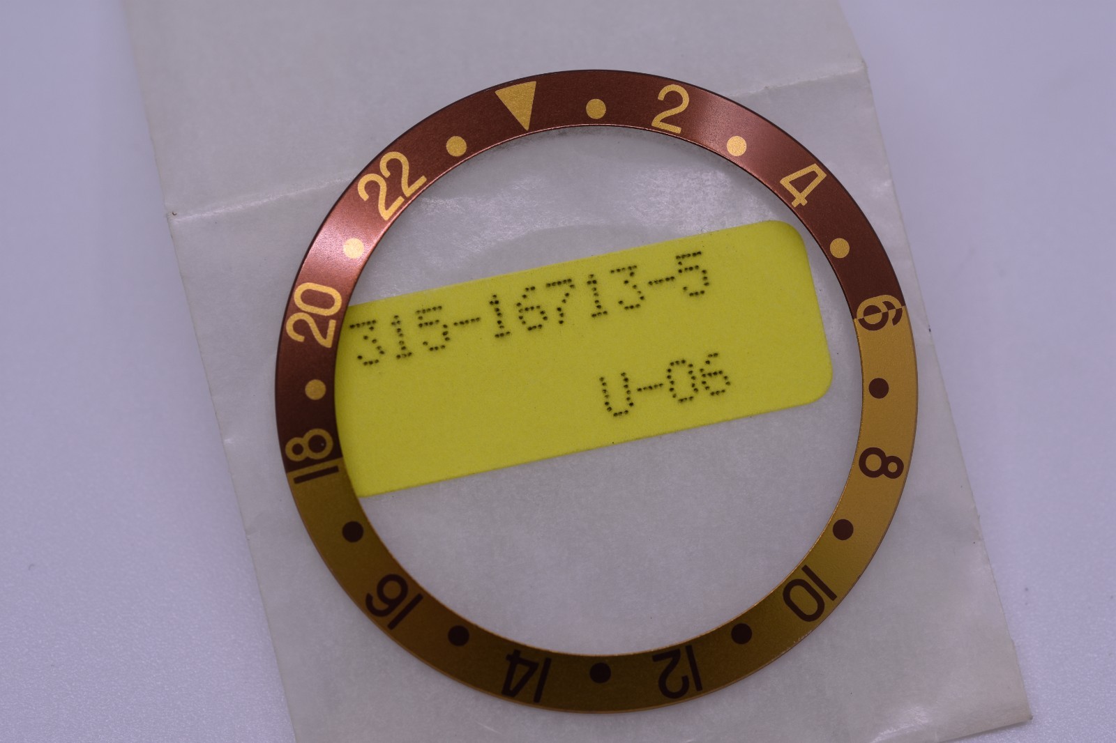 Vintage Rolex GMT Master Root Beer Bezel Insert NOS Mint 16713 16718 Gold