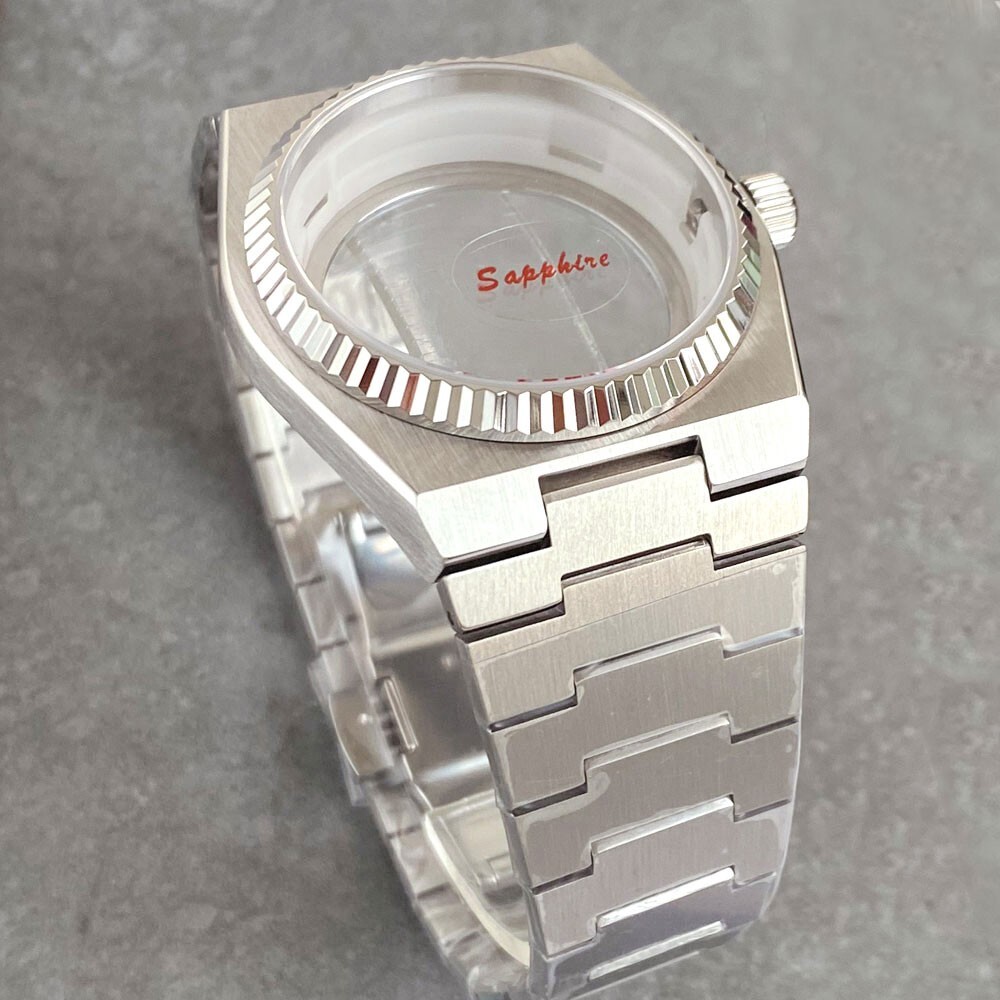 PRX New Silver Fluted 10ATM Sapphire Watch Case For NH34 NH35 NH36 Super Player