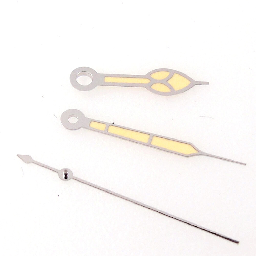 Silver Edge Creamy yellow Hand Fit NH35 NH36 PT5000 Vintage Luminous Watch Parts