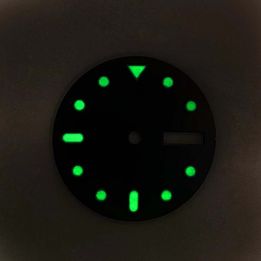 Black Dual Calendar Matte Black Dial Green Luminous for NH35/36/4R/7S Movement