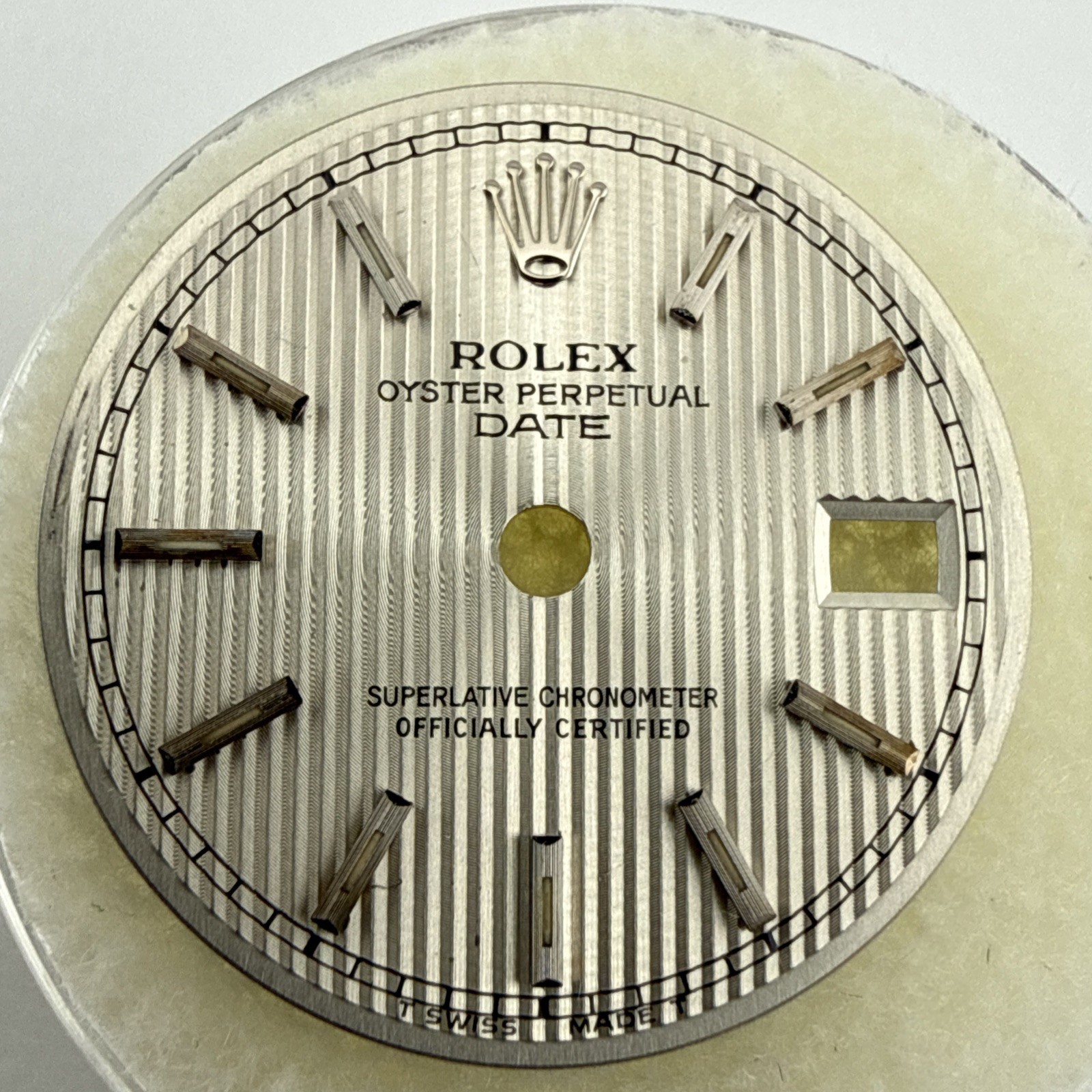 Genuine Rolex Oyster Perpetual Date Silver Striped Dial 20mm