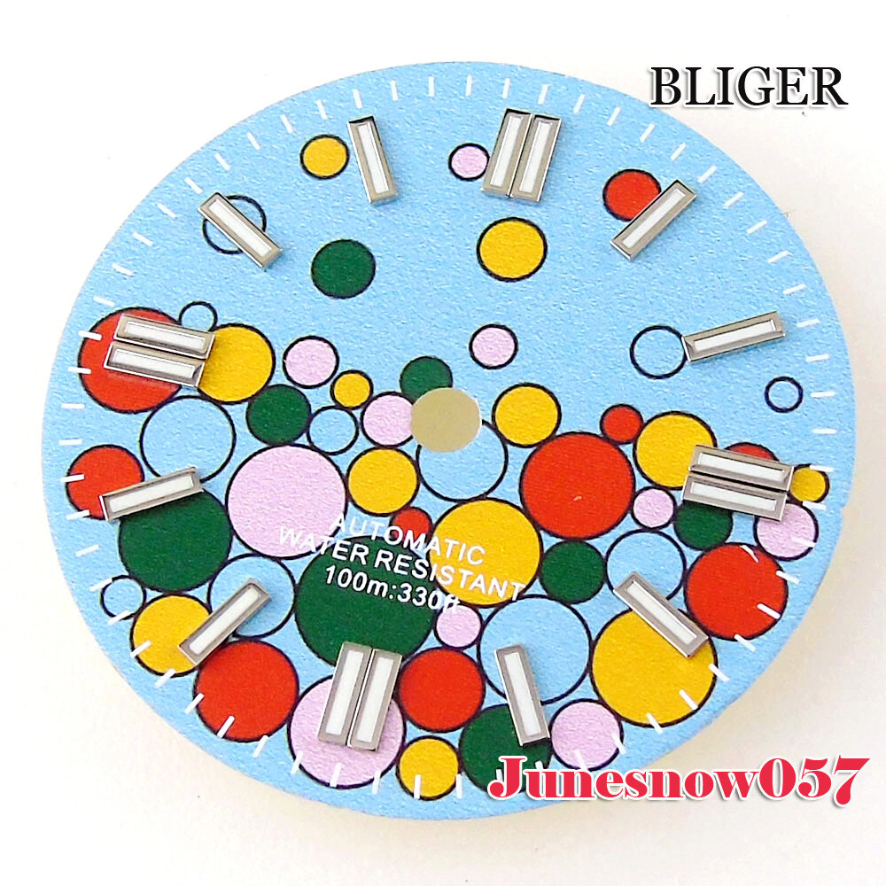 Bliger 29MM Colorful Puzzle Watch Men Dial Lume For NH35 NH34 SKX MIYOTA ETA2824