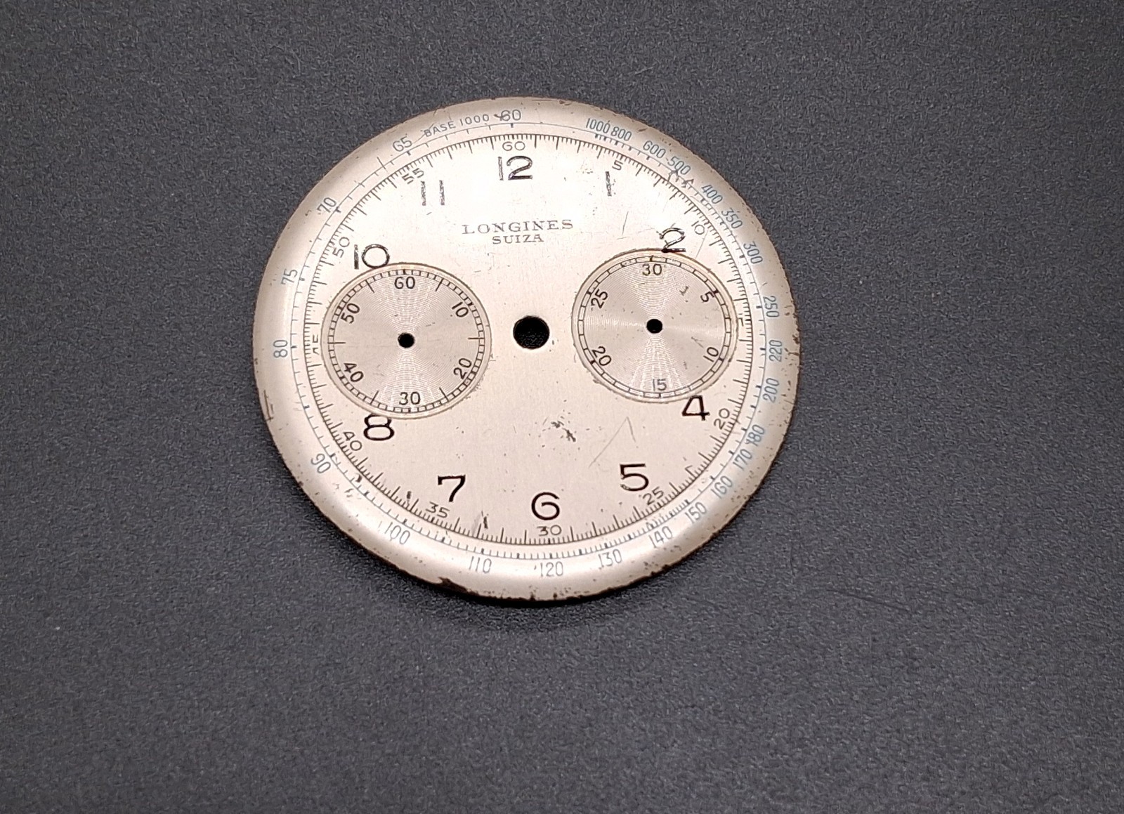 Longines SUIZA 30CH Chronograph Dial 33mm Tachymeter Base 1000 Vintage
