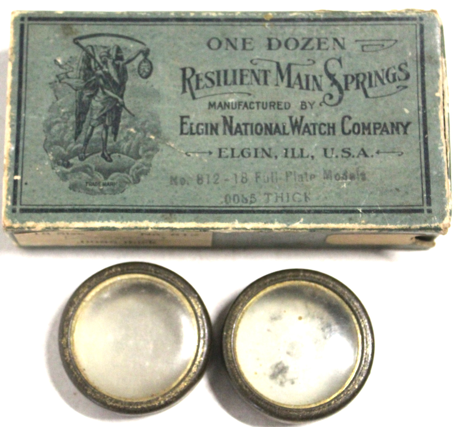 Vintage Elgin National Watch Company Main Springs Box & 2 Watch Parts Tins