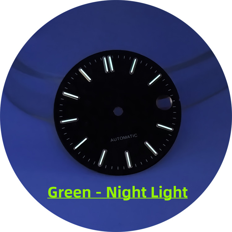 28.5mm NH35 Dial Rose/gold/silver Studded Green Luminous for NH35/NH36 Movements