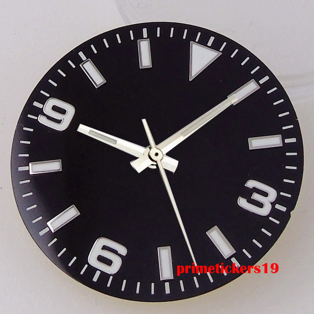 29mm Black/Blue/Orange Watch Dial Face Hands Green Lume Fit NH35 NH36 Movement