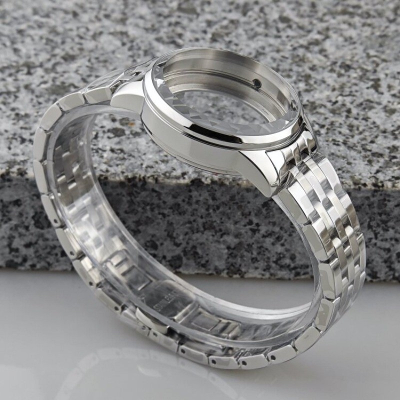 33MM Ladies Mod Stainless Steel Watch Case + Watch Band Fits NH35 NH36 NH38 5ATM