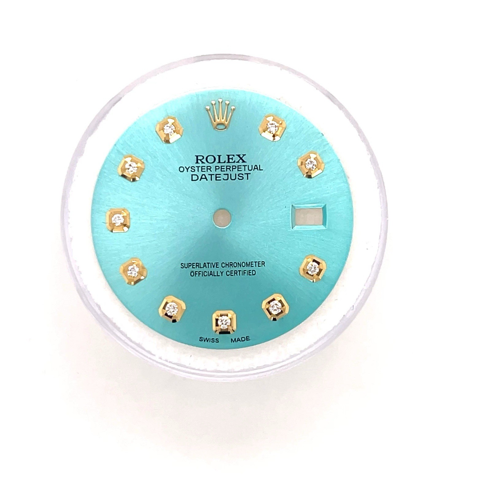 Rolex 36mm Custom ice Blue Dial Natural Diamond Dial for Date just Quick Set