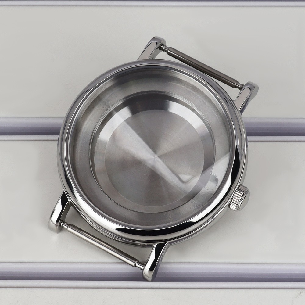 Sapphire Crystal 40mm Pilot Watch Case Steel Polished 10ATM For ETA2824 Movement