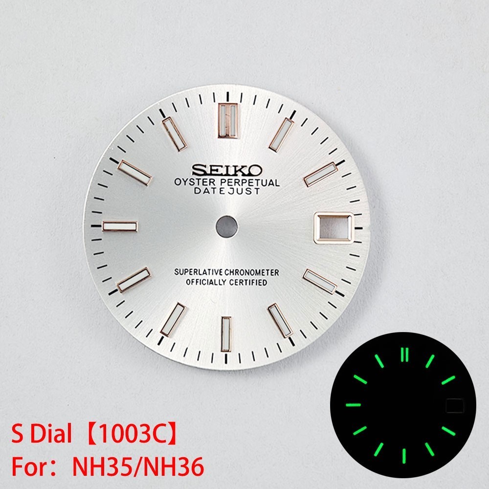28.5mm Sun pattern Watch Dial Green Luminous For NH35 NH36 Movement Accessories