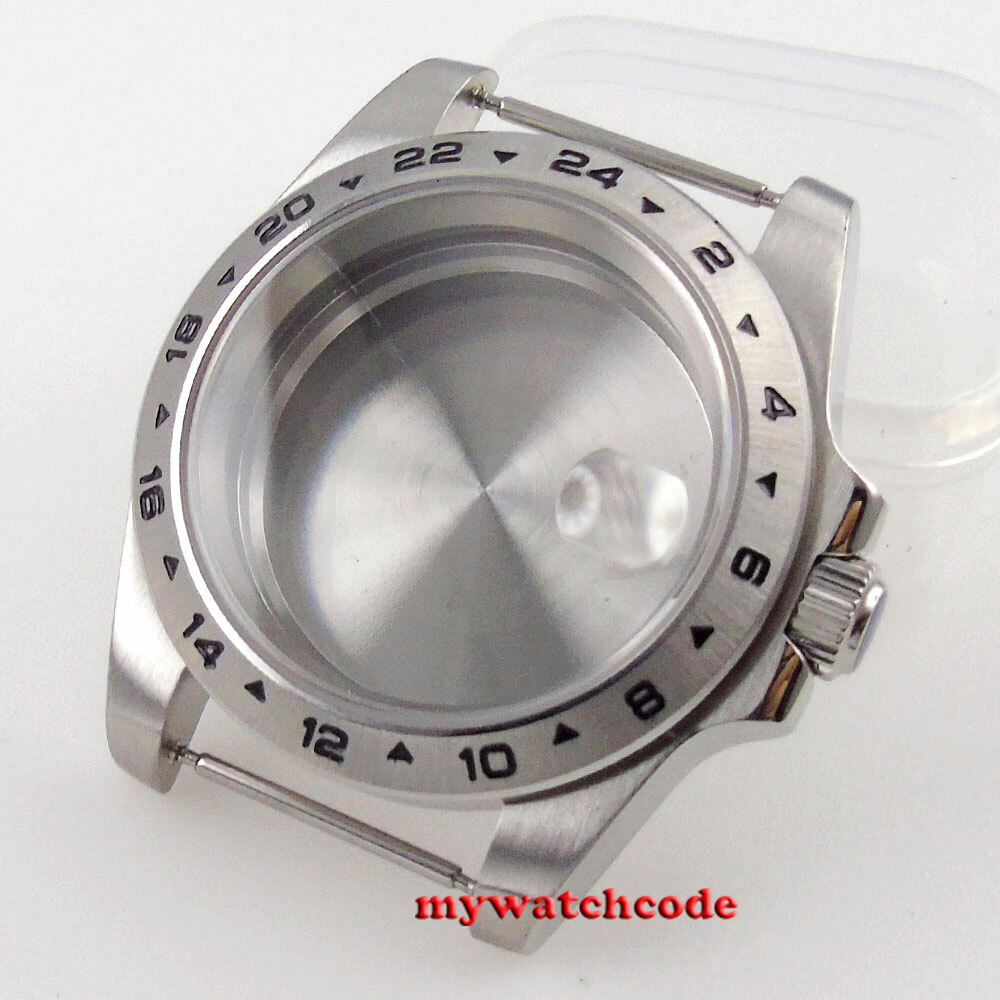 39mm Fixed 24 Hours Bezel Sapphire Glass Watch Case Fit NH35A NH34A 2824 PT5000