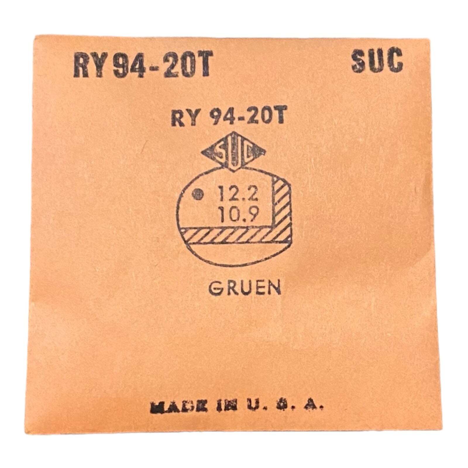 SUC RY94-20T RY 94-20T Watch Crystal 12.2×10.9 NOS Part Rocket Cylinder Gruen