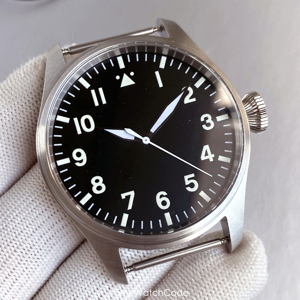 NH35 Pilot Watch Case 43mm for NH36 NH38 PT5000 ETA2824 Sapphire 200M Waterproof