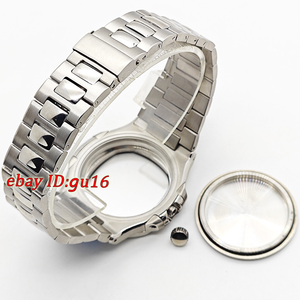 42mm silver watch case stainless ste fit NH35 NH36 ETA2824 PT5000 movement parts
