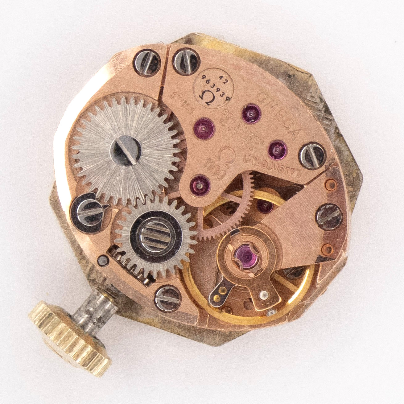 Vintage Omega Caliber 1100 17-Jewel Wristwatch Movement, Keeps Time