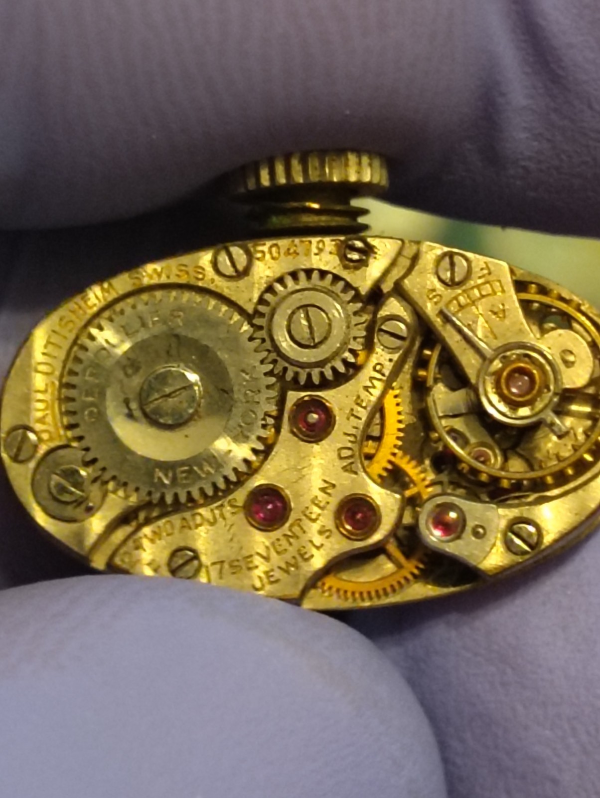 Vintage Paul Ditisheim Depollier New York Watch Movement For Parts. Untested