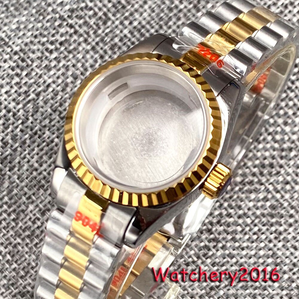 Fit NH05 NH06 26mm Small Watch Case Lady Rose Gold Plated Two Tone Coin Bezel