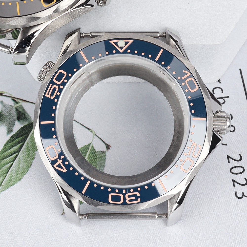 Sapphire 41mm Dive Watch Case Double Crown Ceramic Bezel For Seiko NH35 Movement