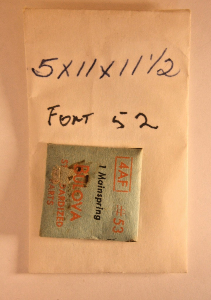 Mainspring watch size 5 x 11 x 11 1/2 bul 4ae font 52 Bestfit 511k