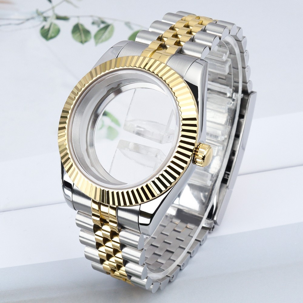 Oyster Perpetual Watch Case Bracelet STEEL Two Tone Gold For Seiko NH35 Movement