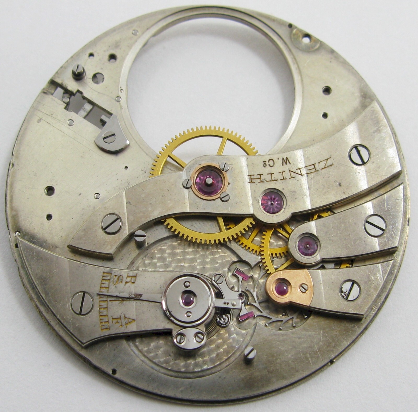 Pocket Watch quality incomplete Zenith flat movement for parts … diam. 40.2 mm