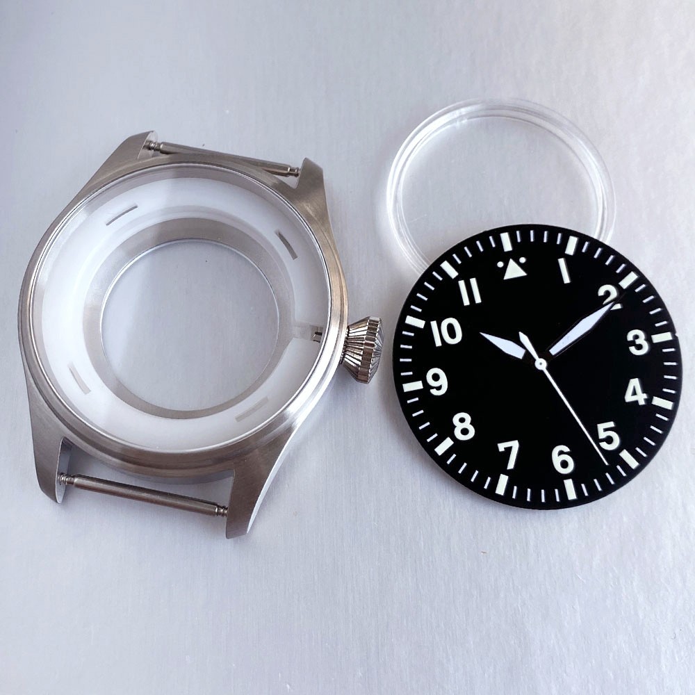 NH35 Pilot Watch Case 43mm for NH36 NH38 PT5000 ETA2824 Sapphire 200M Waterproof