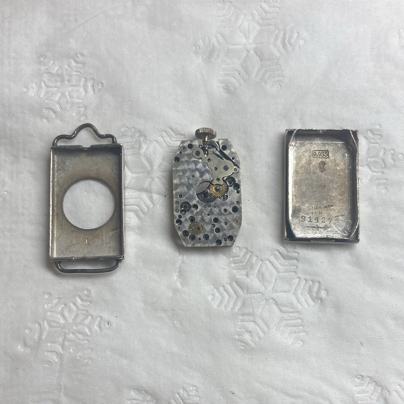 Mechanical Manual Watch Movement with Silver Case, Front Window & Back Cover