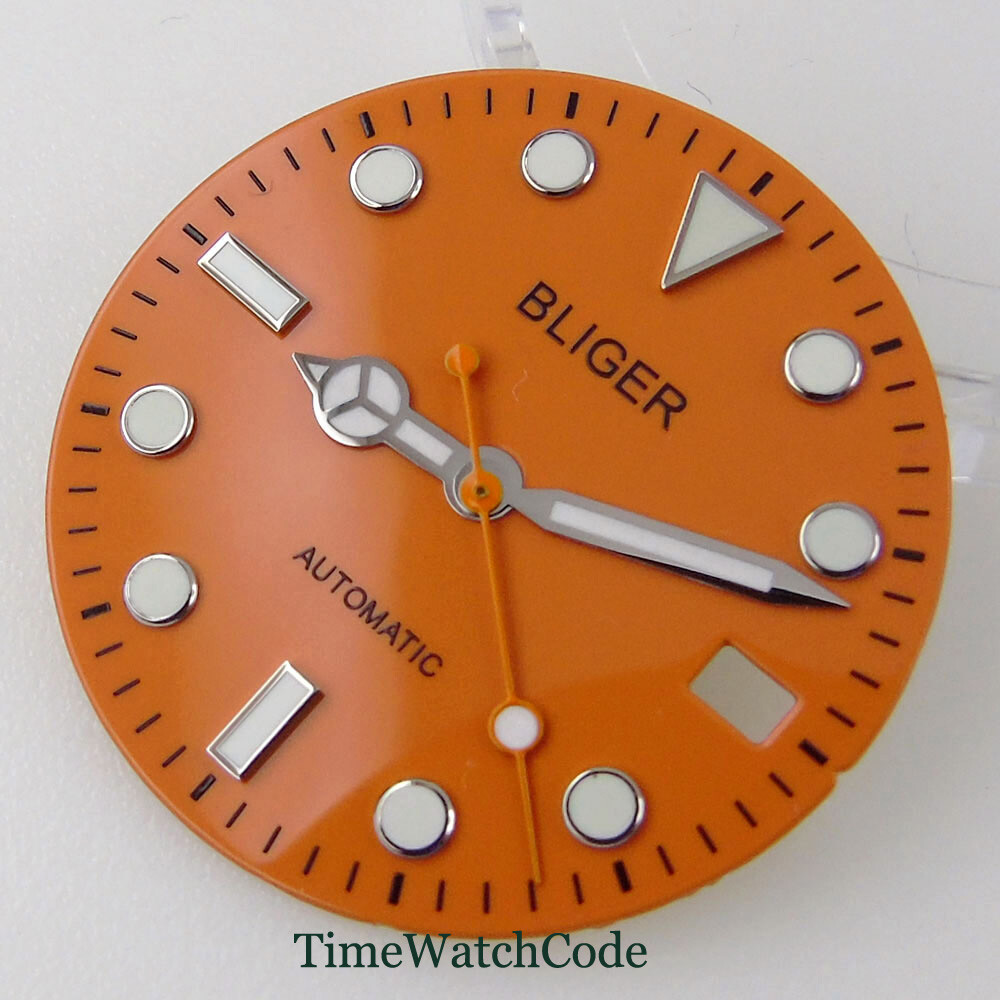 29mm Orange/Blue/Yellow Watch Dial+Hands Fit For NH35 NH35A Date Window Luminous
