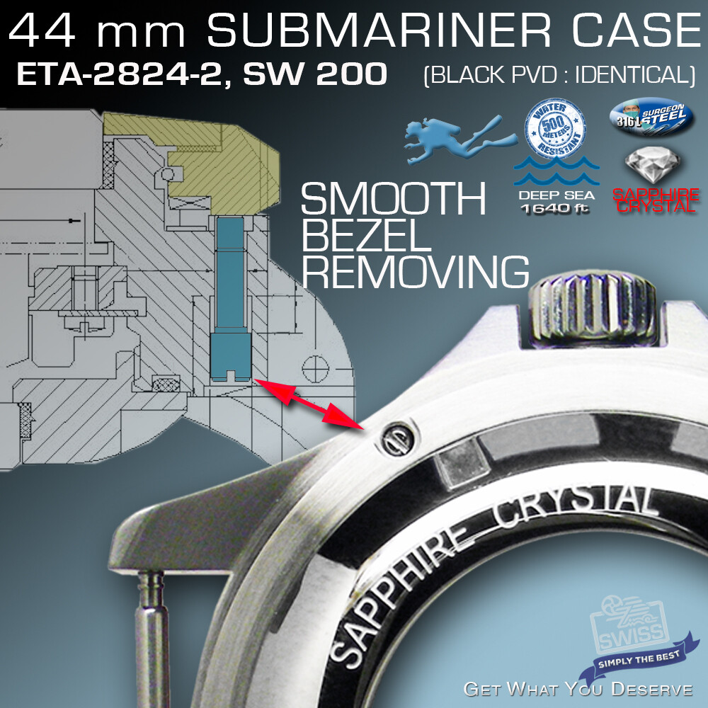 SET: CASE SUBMARINE 500M,1640 FT- CLASSY DIAL, for ETA 2824-2 or SW 200