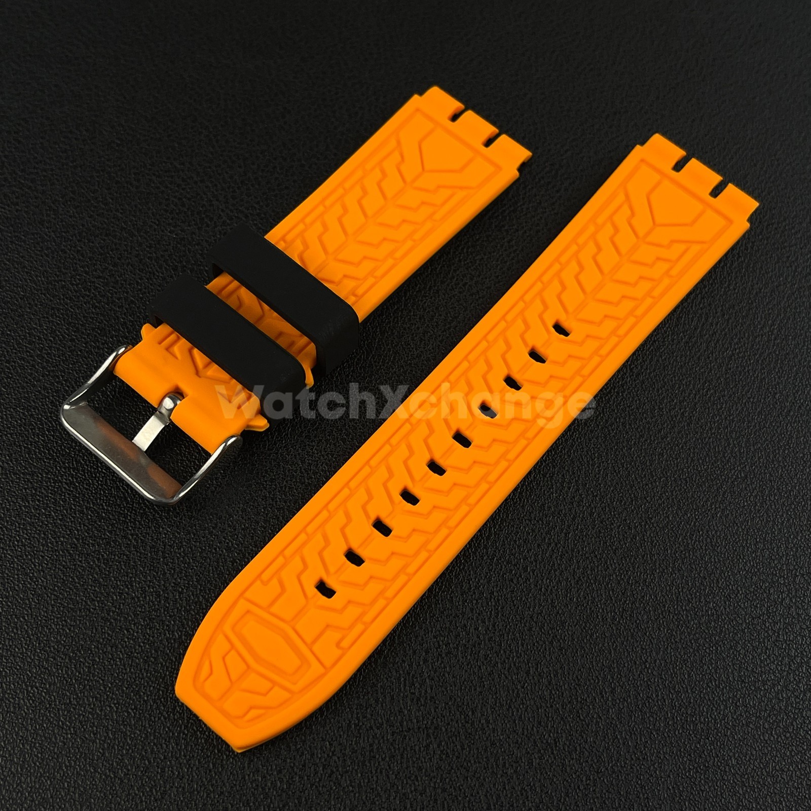 Orange Black Silicone Watch Strap Band For SWATCH Irony YVS400 YVS451 YVB404