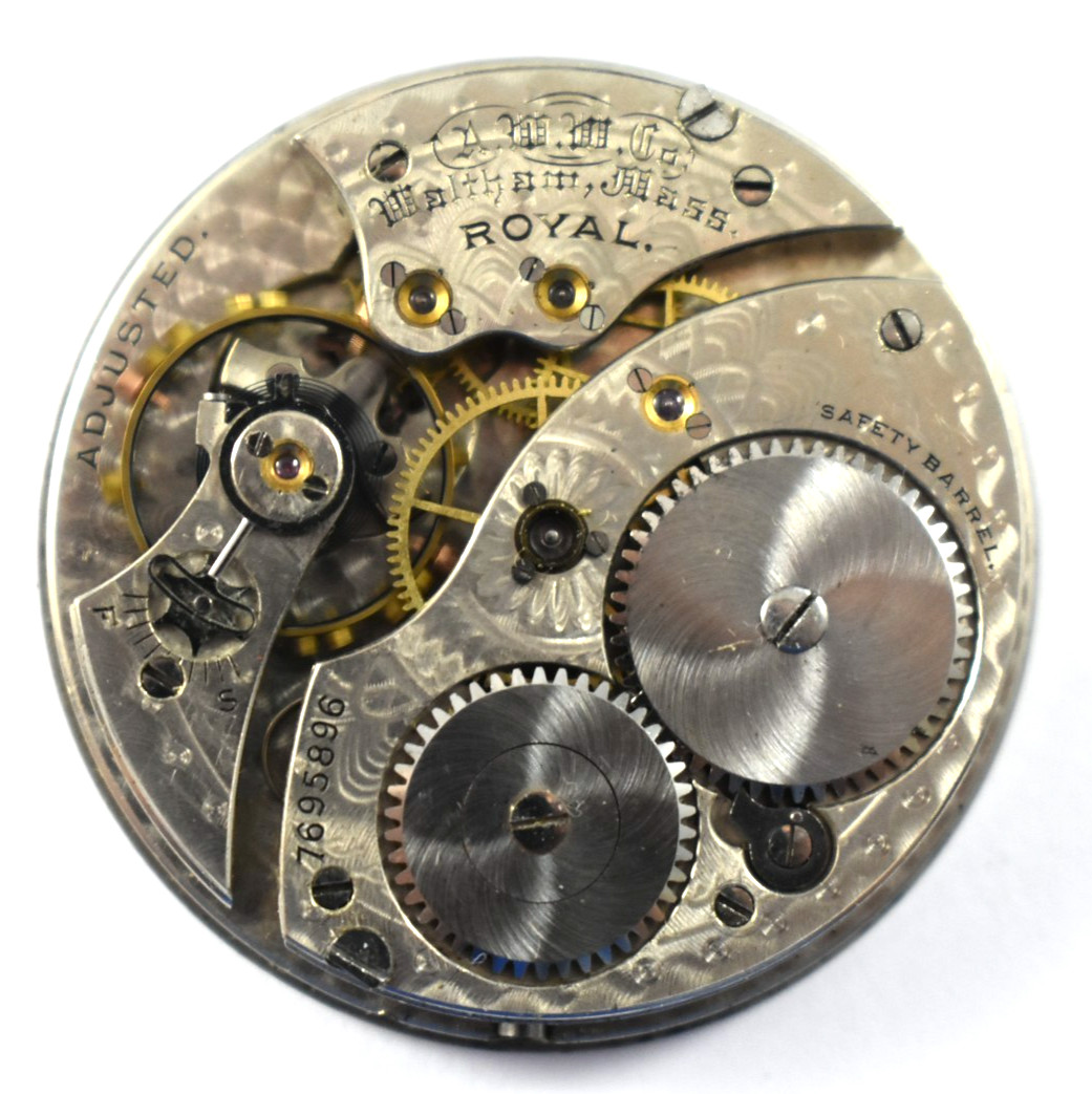 Vintage Waltham Royal 12s 17J OF Pocket Watch Movement lot.qb