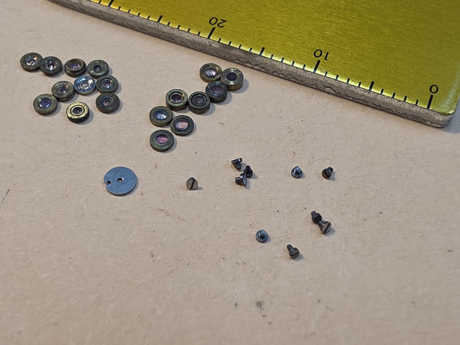 Lot Of NOS Elgin Mixed 0s-3/0, & 4/0 Pocket Watch Hole & Cap Jewels, Screws