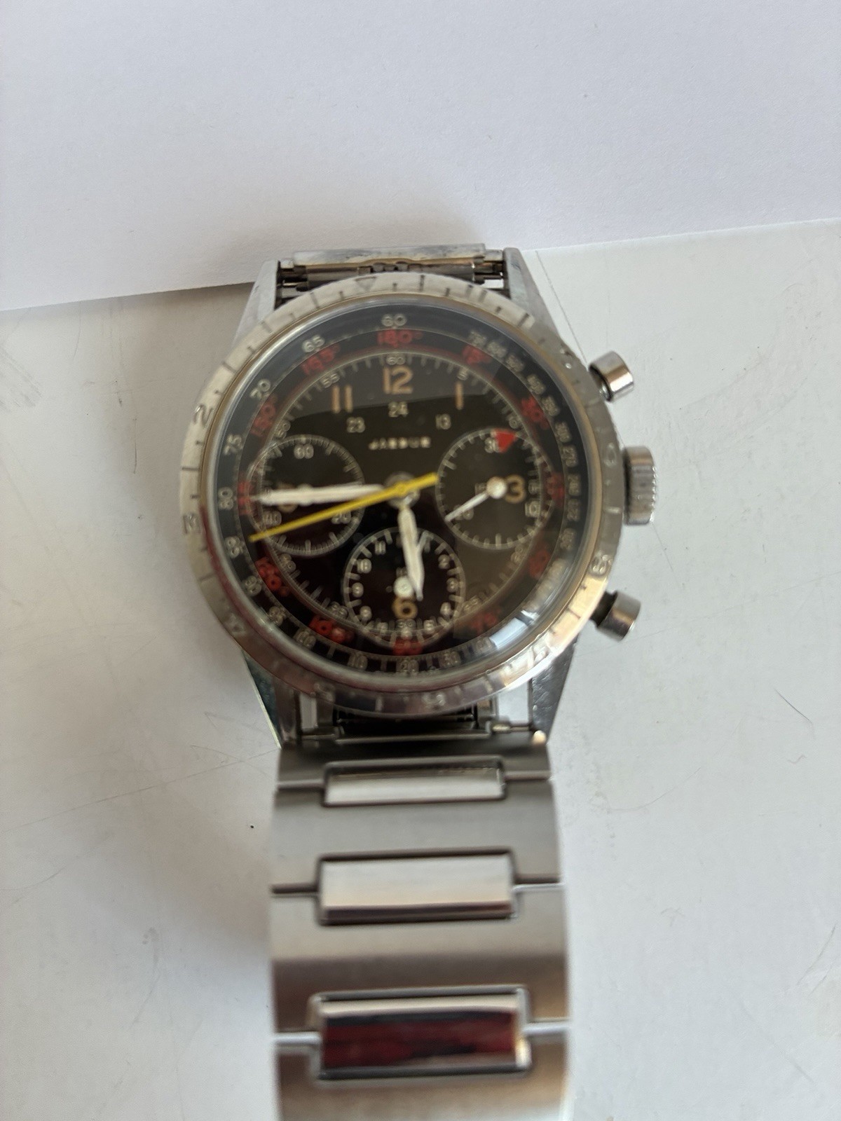 COLLECTOR ALERT! Ultra Rare 1939 Jardur Bezelmeter 960 MILITARY WWII Chronograph