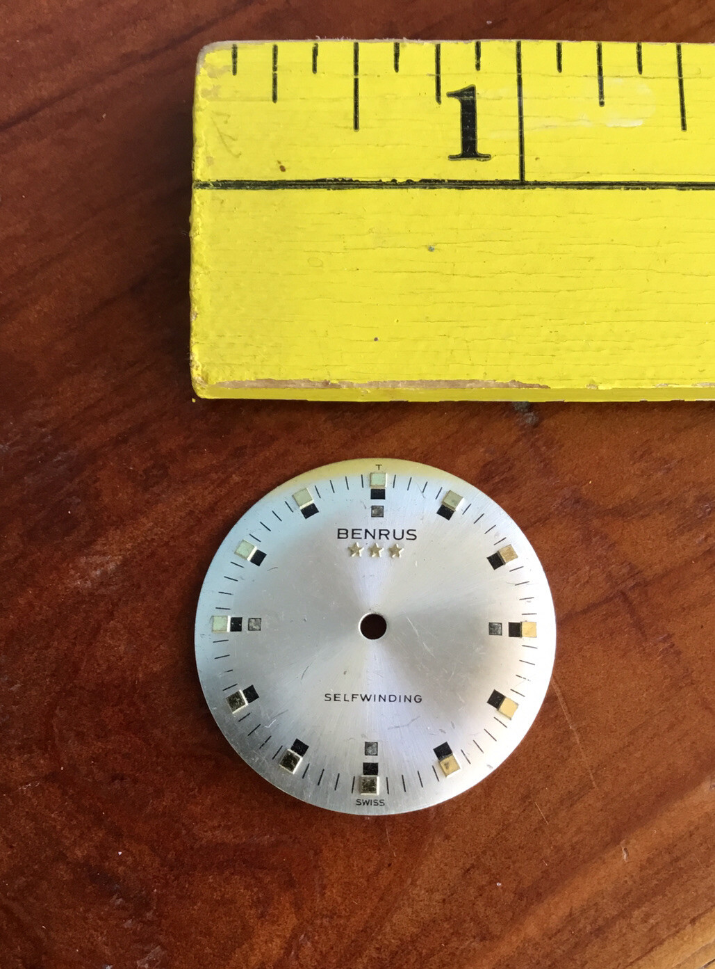 Vintage Benrus Three Star Watch Dial Self Winding Swiss OEM Part 1960s