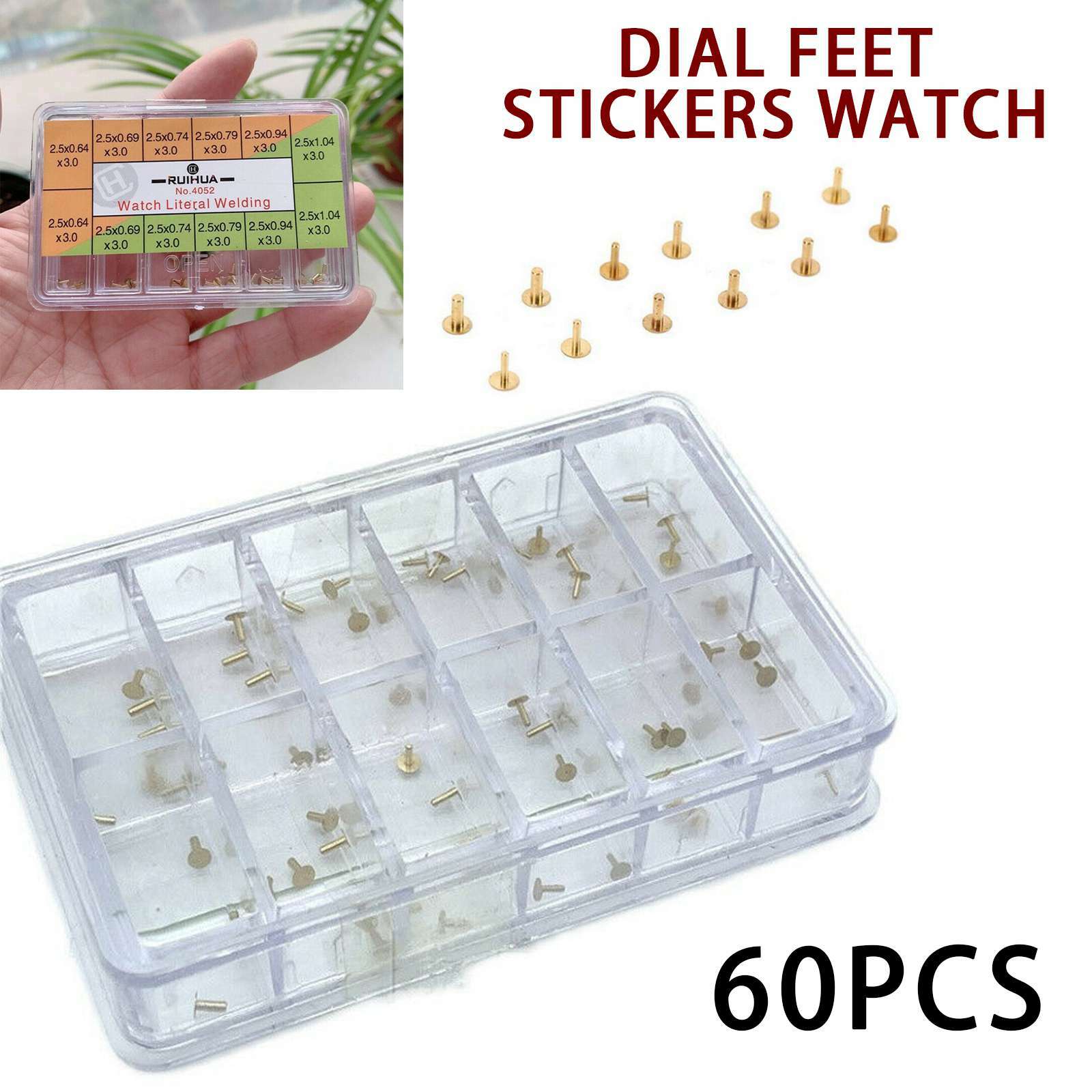 60pcs Dial Feet Stickers Watch Movement Repairment Spare Parts Watchmaker Tool