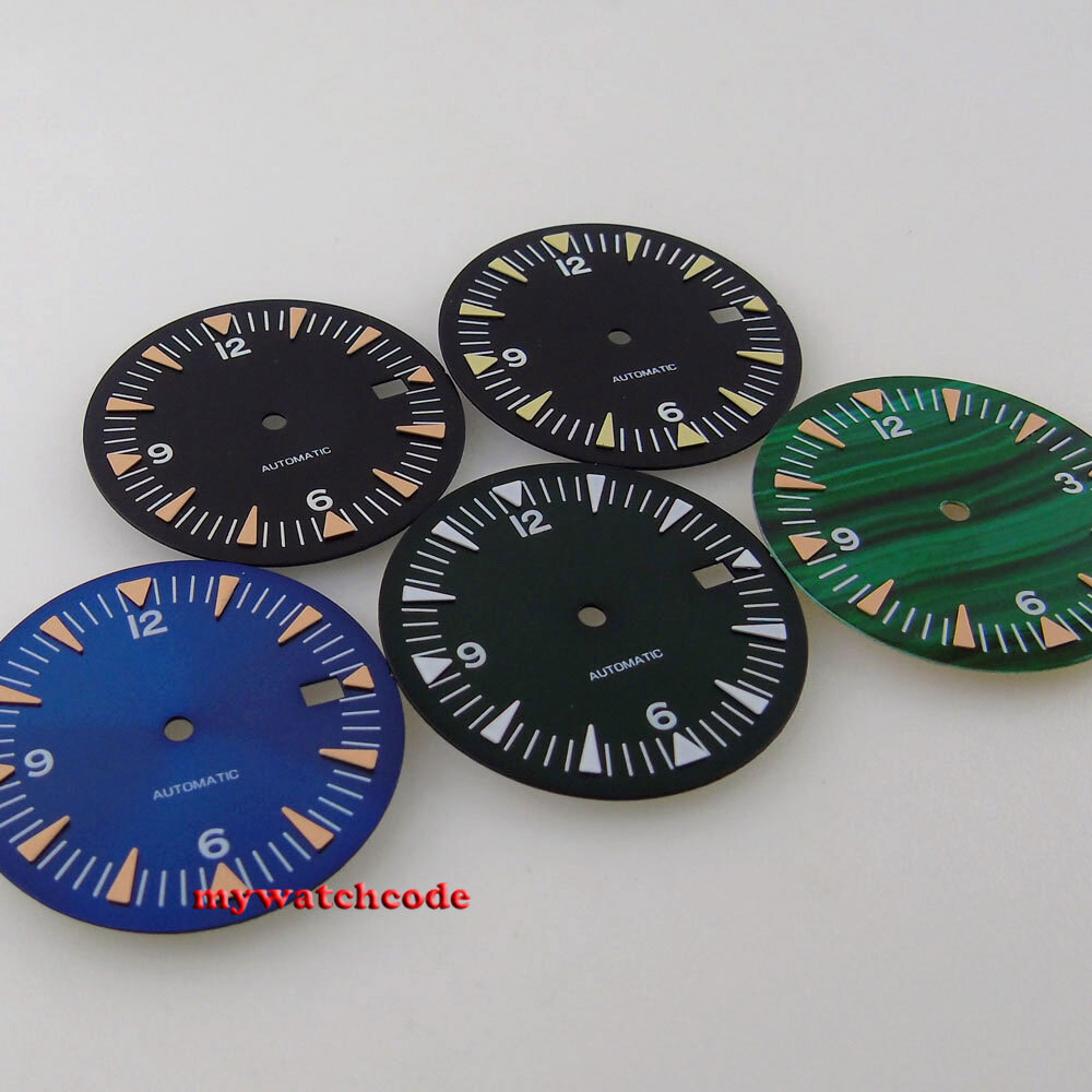 32mm Black Dial Luminous Mark Fit Vintage Japan NH35 NH36 Movement Watch