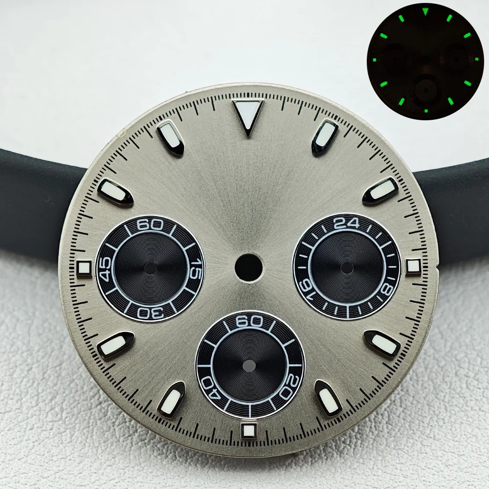 29mm Green Luminous Watch Dial +Hands for Vk63 Movement Watch Repair Parts