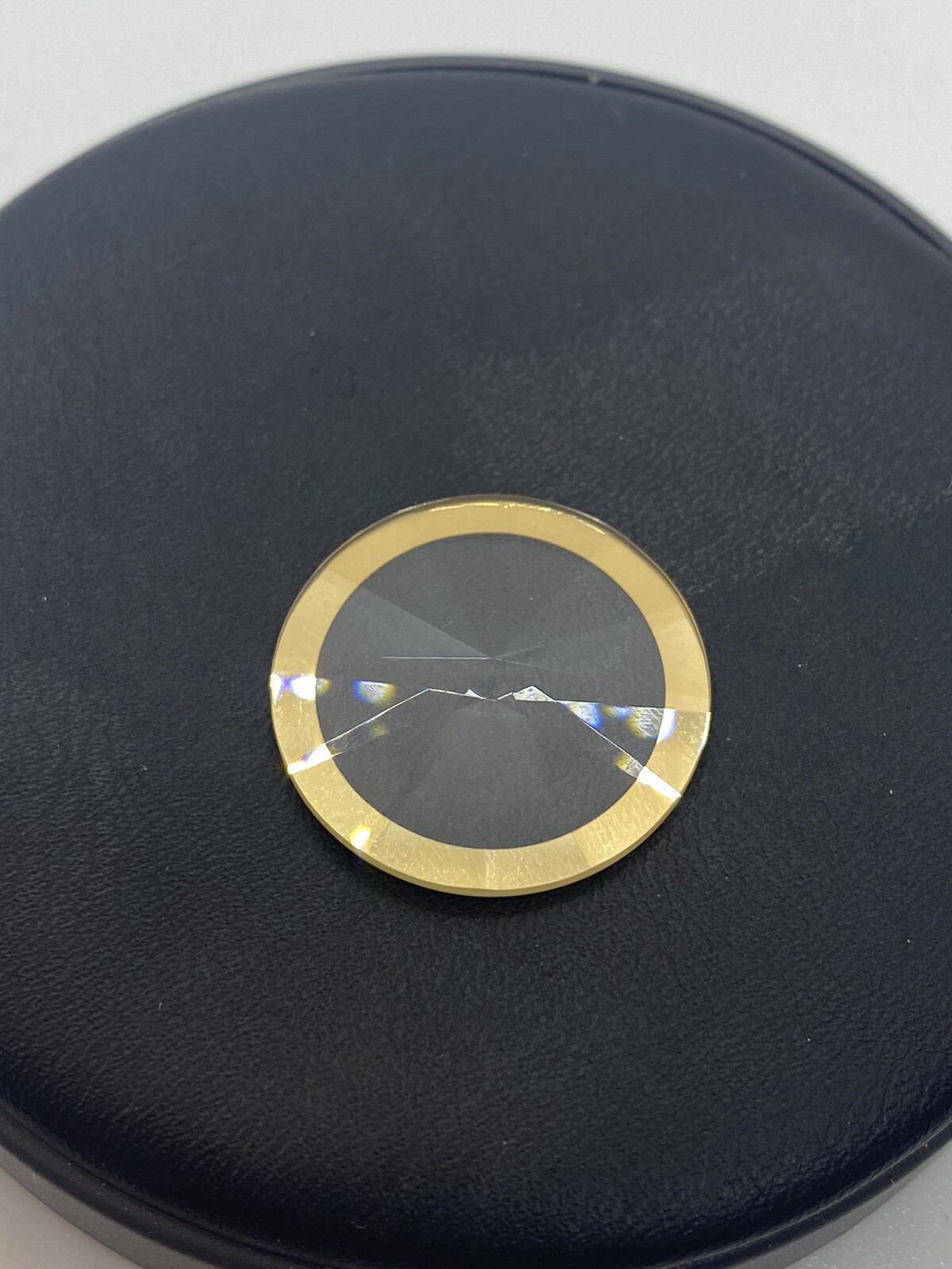 faceted watch crystal. Gold Border 24×3.3mm