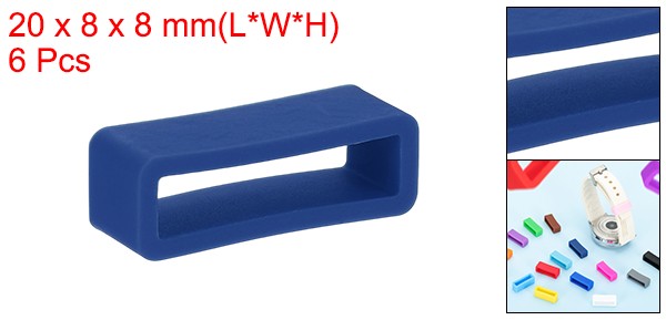 6Pcs 20mm Silicone Watch Band Holder Loop Replacement Dark Blue