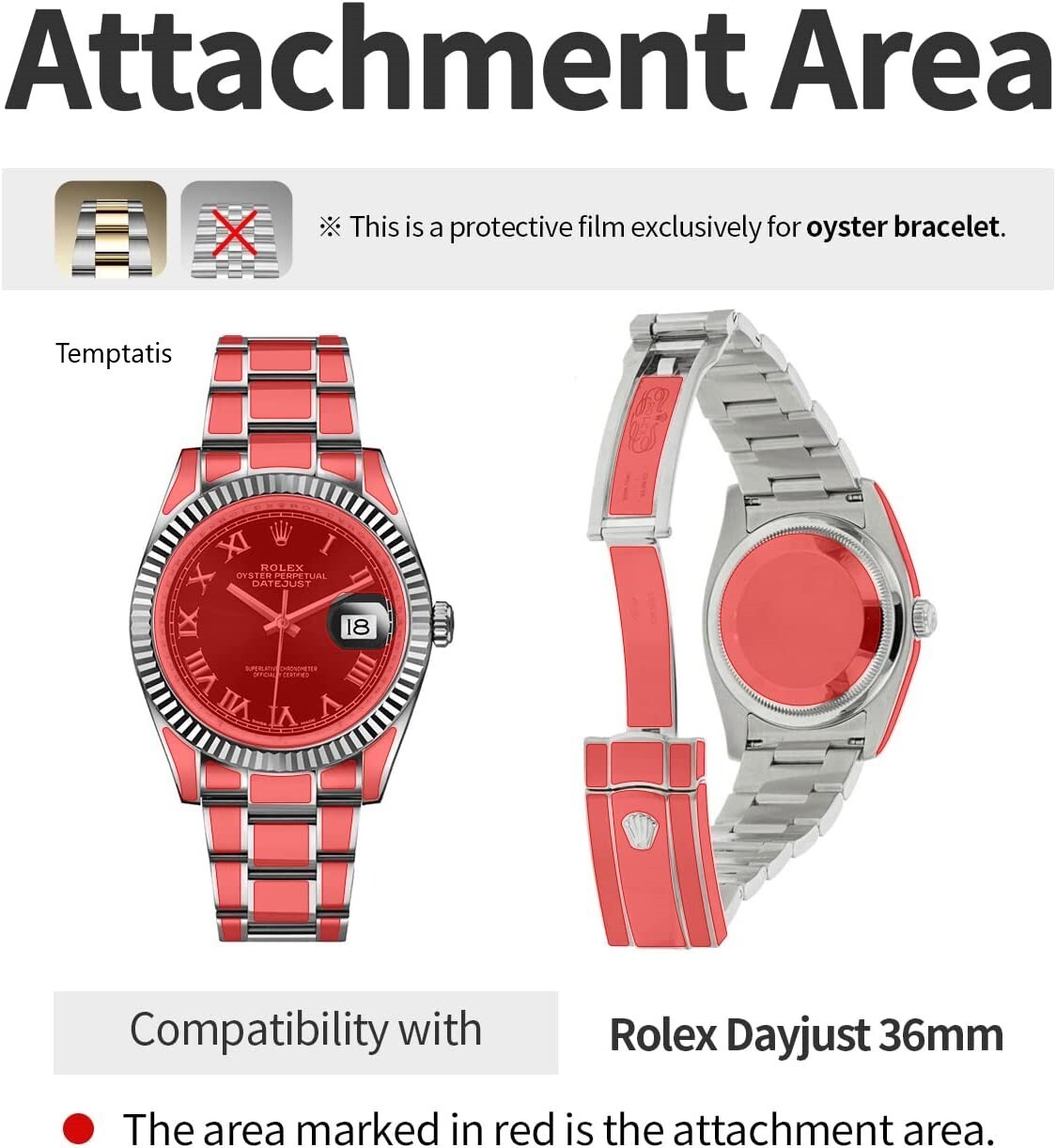 Rolex Datejust Oyster (NOT the watch) 36mm Clear Film FULL Protection 2x Units