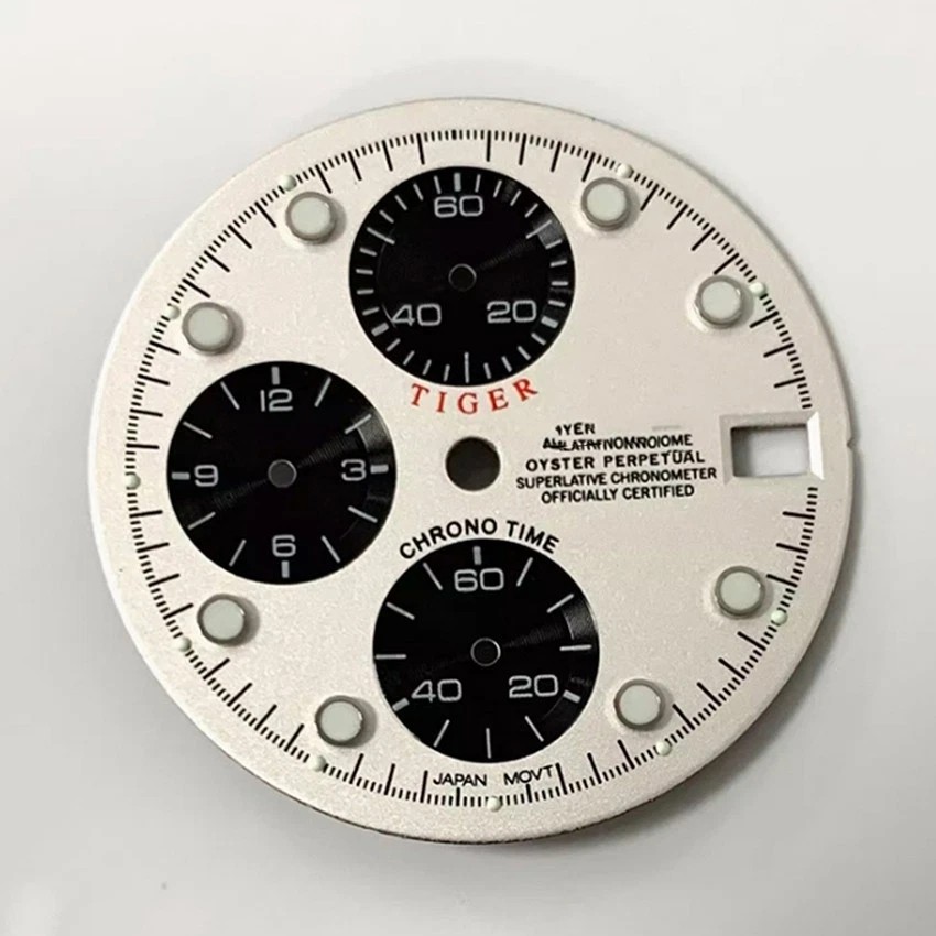 29.8mm Multifunctional Watch Dial Six Hands Green Luminous For Vk63 Movement