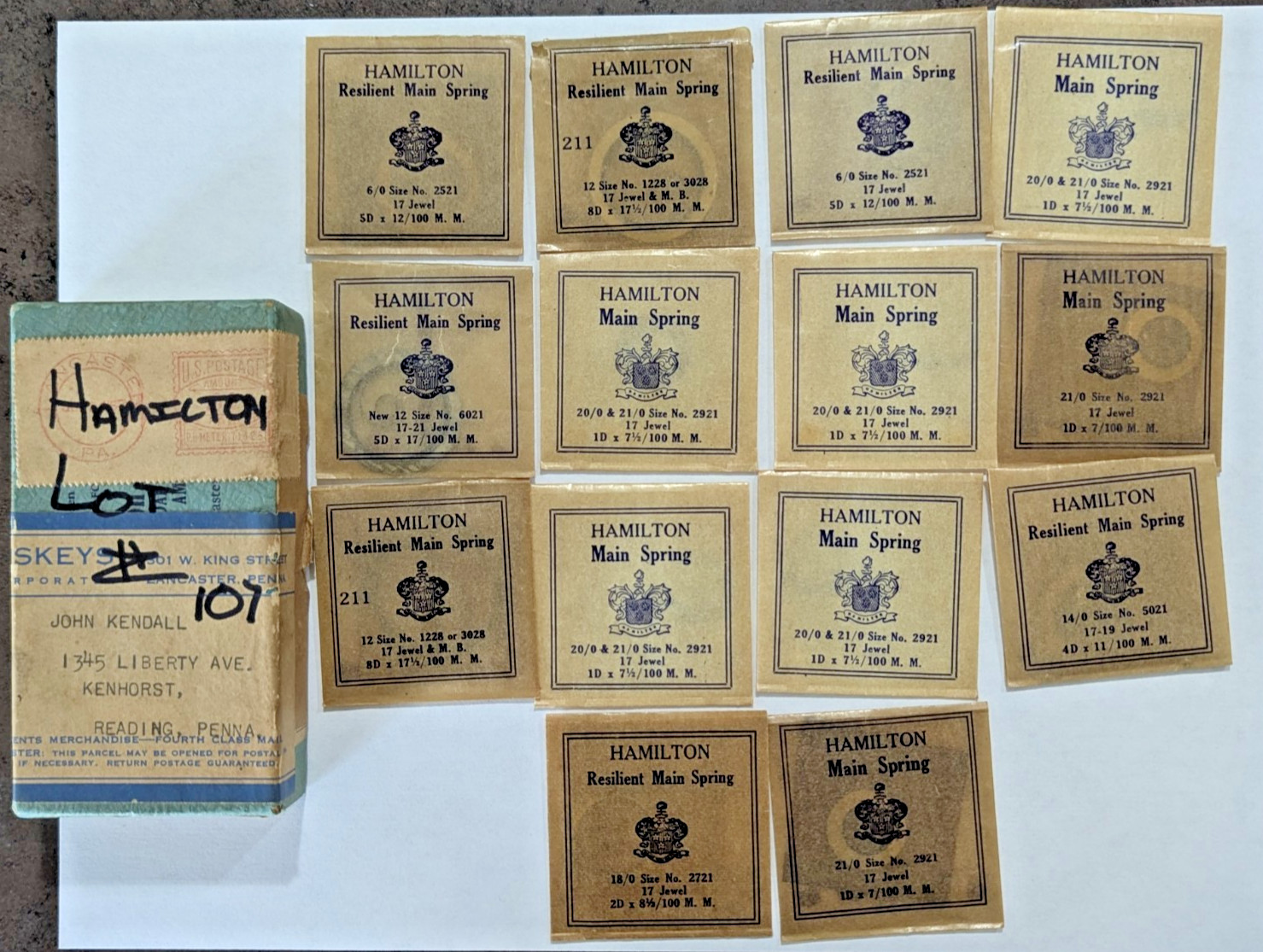 Lot Of 14 Vintage Original NOS New Old Stock Hamilton Main Spring