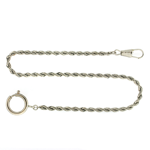 Pocket Watch Chain Silver-tone Fob Rope Design 14″