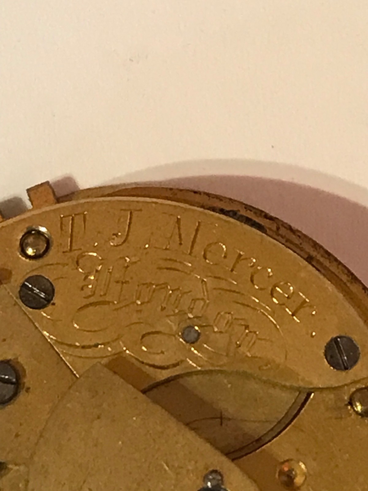 Antique T J Mercer London Pocket Watch Fusee Part Movement 47mm Diameter