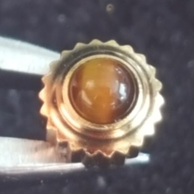 Omega Dustproof Crown With Tiger Eye Cabochon Stone Part Number 22063