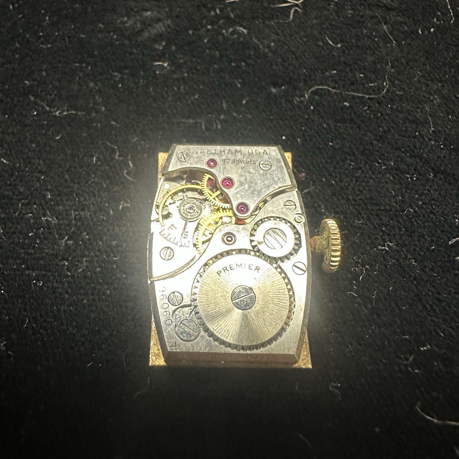 Waltham Premier 17j Watch Movement & Dial Parts Or Repair